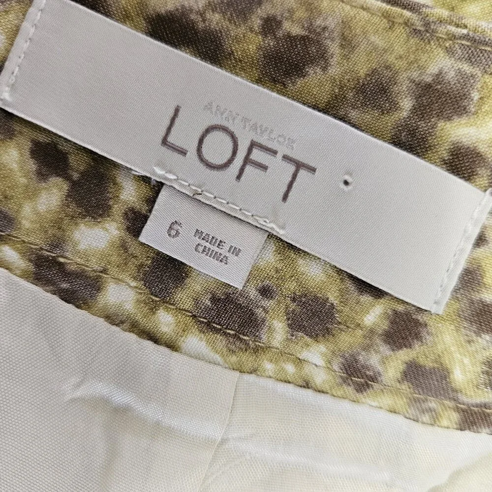 Ann Taylor Loft Brown Cream Animal Print Casual Mini Skirt Size 6 Minimalist